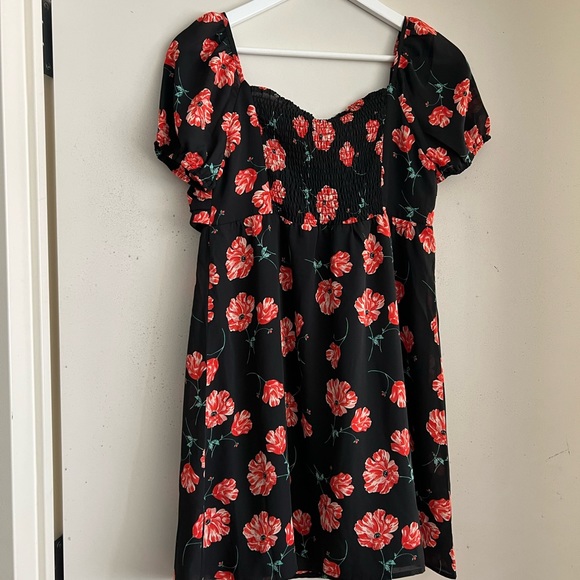 Jack by BB Dakota Pretty in Poppies Black Floral Print Tie Front Mini Dress NWT - Picture 7 of 7